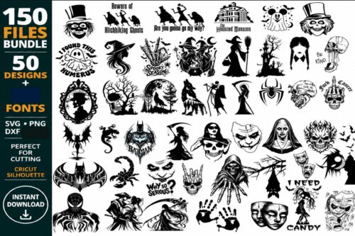 50 Halloween SVG Bundle | SVG PNG DXF Cut Files | Cricut & Silhouette